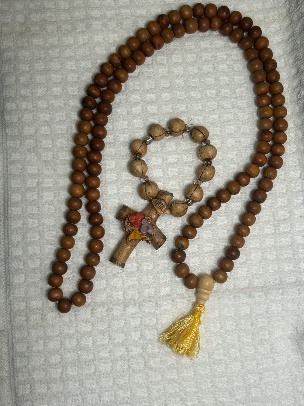 Handcrafted Wooden Prayer Beads in Long & Circular Bundle